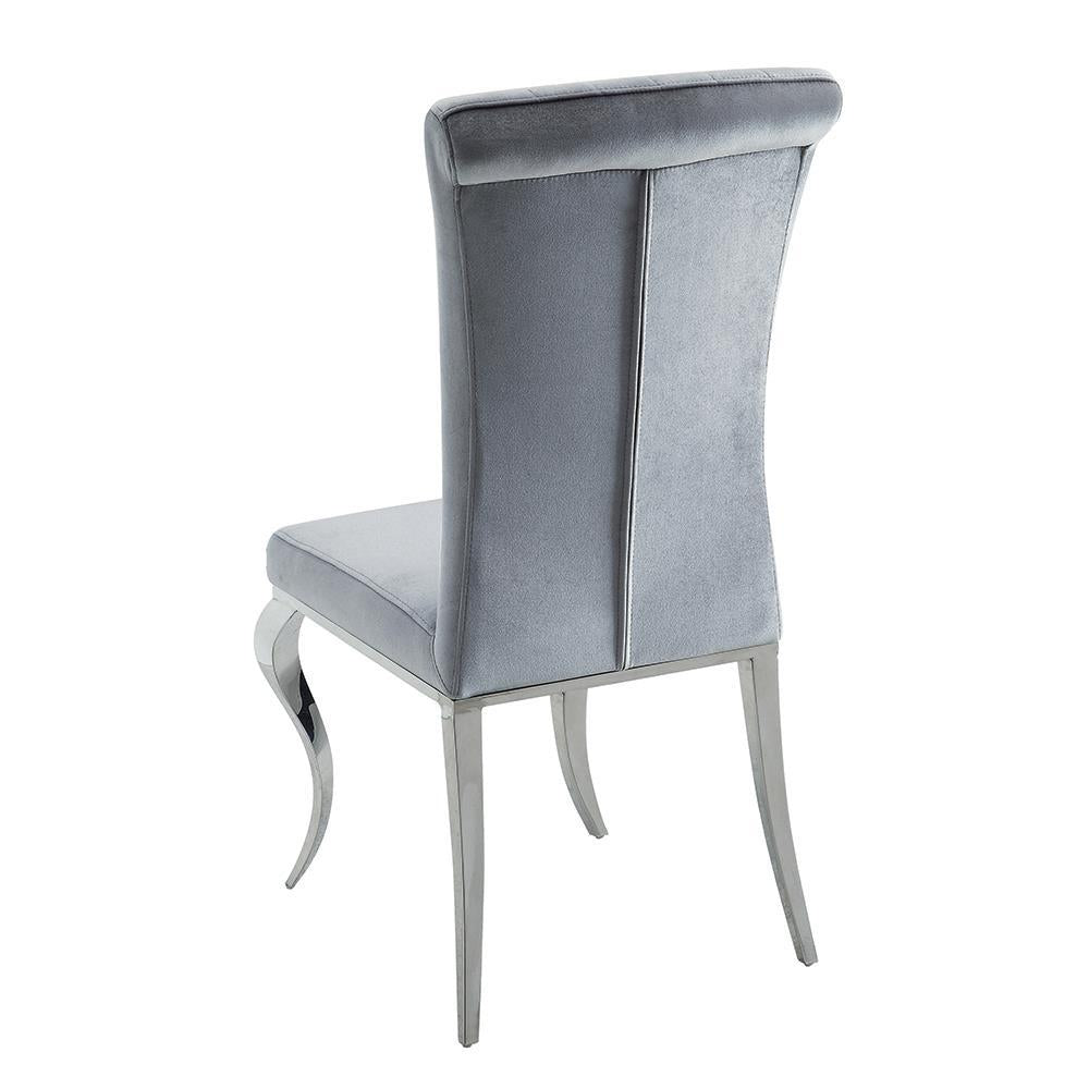 Betty Upholstered Side Chairs Grey and Chrome (Set of 4) - Half Price Furniture