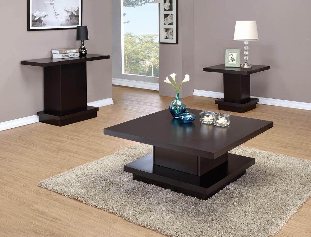 Reston Pedestal Square Coffee Table Cappuccino - Half Price Furniture