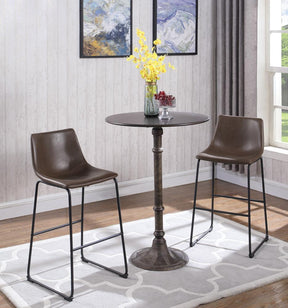 Michelle Armless Bar Stools Two-tone Brown and Black (Set of 2) Half Price Furniture