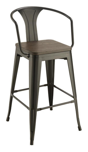 Cavalier Wooden Seat Bar Stools Dark Elm and Matte Black (Set of 2) - Barstool - Half Price Furniture
