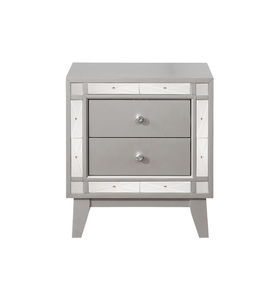 Leighton 2-drawer Nightstand Metallic Mercury - Half Price Furniture