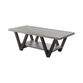 Stevens V-shaped Coffee Table Black and Antique Grey - Coffee Table - Half Price Furniture