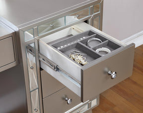Leighton Vanity Desk and Stool Metallic Mercury - Vanity Set - Half Price Furniture