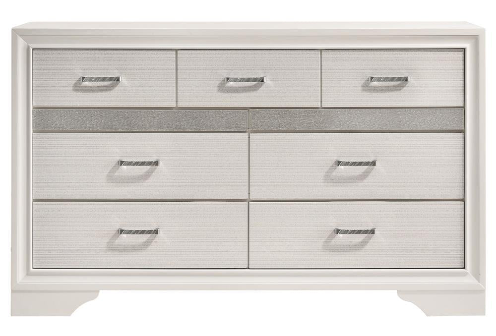 Miranda 7-drawer Dresser White and Rhinestone - Half Price Furniture