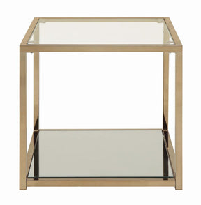 Cora End Table with Mirror Shelf Chocolate Chrome - End Table - Half Price Furniture