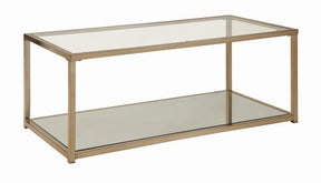 Cora Coffee Table with Mirror Shelf Chocolate Chrome - Coffee Table - Half Price Furniture