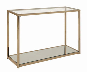 Cora Sofa Table with Mirror Shelf Chocolate Chrome Cora Sofa Table with Mirror Shelf Chocolate Chrome Half Price Furniture