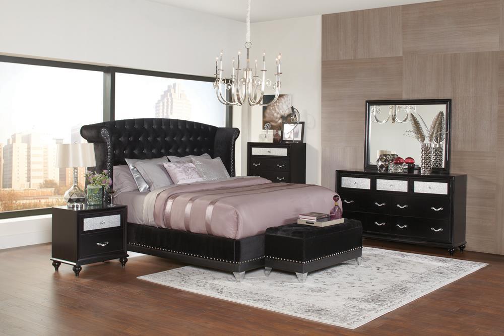 Barzini California King Tufted Upholstered Bed Black - Half Price Furniture