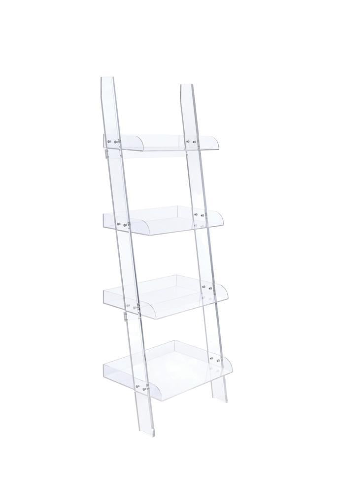 Amaturo 4-shelf Ladder Bookcase Clear Amaturo 4-shelf Ladder Bookcase Clear Half Price Furniture