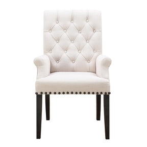 Alana Upholstered Arm Chair Beige and Smokey Black - Dining Chair - Half Price Furniture