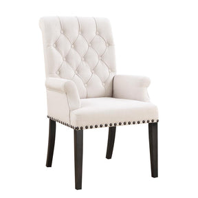 Alana Upholstered Arm Chair Beige and Smokey Black - Dining Chair - Half Price Furniture