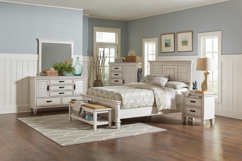 Franco Queen Panel Bed Antique White - Half Price Furniture