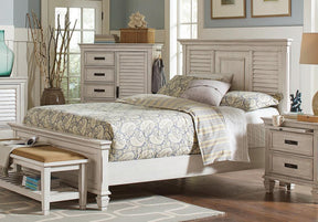 Franco Eastern King Panel Bed Antique White - Bed - Half Price Furniture