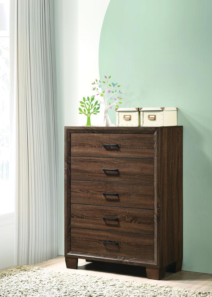 Brandon 5-drawer Chest Medium Warm Brown - Half Price Furniture