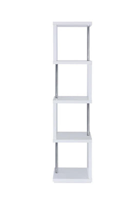 Baxter 4-shelf Bookcase White and Chrome Baxter 4-shelf Bookcase White and Chrome Half Price Furniture