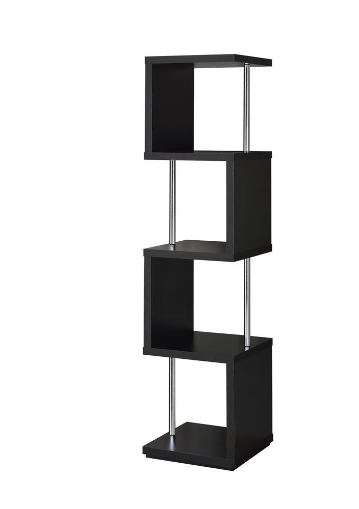 Baxter 4-shelf Bookcase Black and Chrome - Half Price Furniture