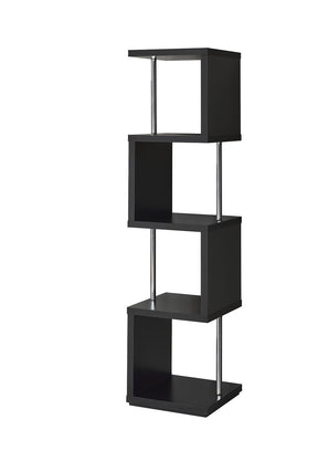 Baxter 4-shelf Bookcase Black and Chrome - Bookcase - Half Price Furniture