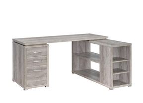 Yvette L-shape Office Desk Grey Driftwood - Desk - Half Price Furniture