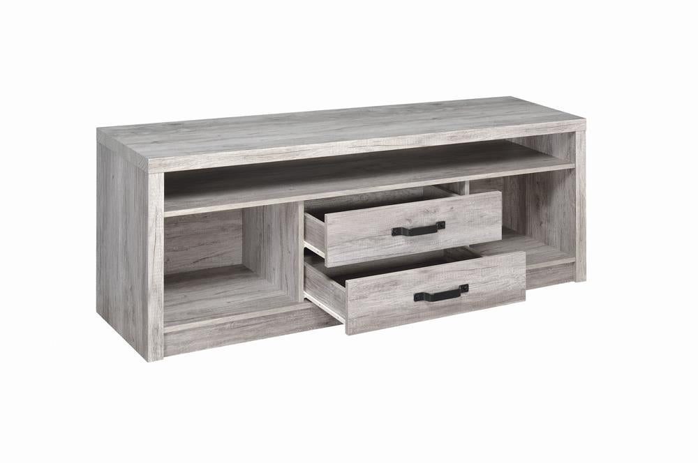 Burke 2-drawer TV Console Grey Driftwood Burke 2-drawer TV Console Grey Driftwood Half Price Furniture