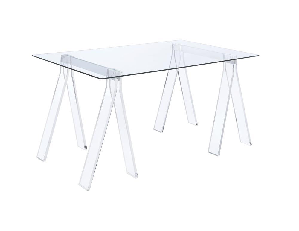 Amaturo Writing Desk with Glass Top Clear - Desk - Half Price Furniture