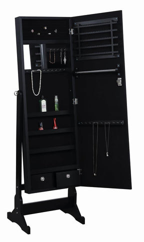 Tutuola Jewelry Cheval Mirror Black - Jewelry Armoire - Half Price Furniture
