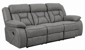 Higgins Pillow Top Arm Upholstered Motion Sofa Grey Half Price Furniture