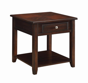 Bradford Square 1-shelf End Table Walnut - End Table - Half Price Furniture