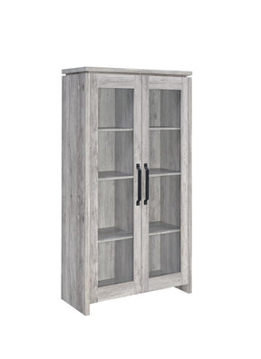 Alejo 2-door Tall Cabinet Grey Driftwood Alejo 2-door Tall Cabinet Grey Driftwood Half Price Furniture