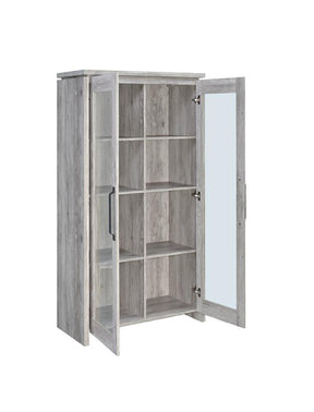 Alejo 2-door Tall Cabinet Grey Driftwood Alejo 2-door Tall Cabinet Grey Driftwood Half Price Furniture