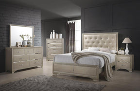 Beaumont Upholstered Eastern King Bed Champagne Half Price Furniture