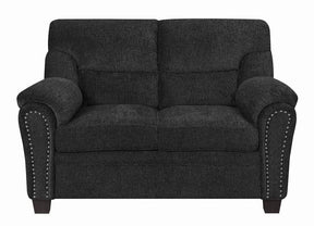Clementine Upholstered Loveseat with Nailhead Trim Grey - Loveseat - Half Price Furniture