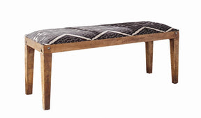 Lamont Rectangular Upholstered Bench Natural and Navy - Bench - Half Price Furniture