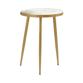 Acheson Round Accent Table White and Gold Half Price Furniture
