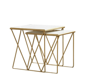 Bette 2-piece Nesting Table Set White and Gold - Table Set - Half Price Furniture
