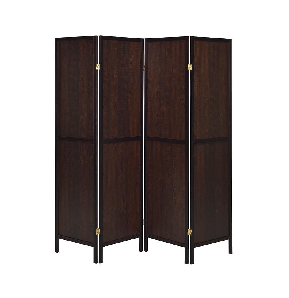Rustic Tobacco and Cappuccino Four Panel Screen - Las Vegas Furniture Stores