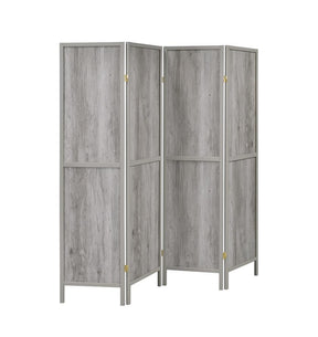 Deepika 4-panel Folding Screen Grey Driftwood - Room Divider - Half Price Furniture