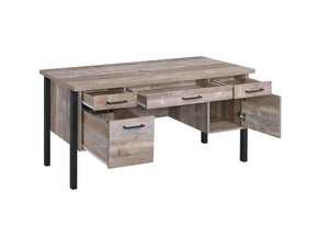 Samson 4-drawer Office Desk Weathered Oak - Desk - Half Price Furniture