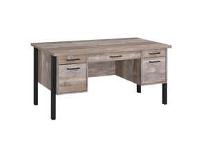 Samson 4-drawer Office Desk Weathered Oak - Desk - Half Price Furniture