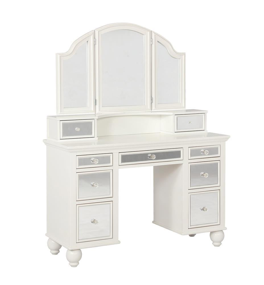 Transitional Beige and White Vanity Set - Las Vegas Furniture Stores