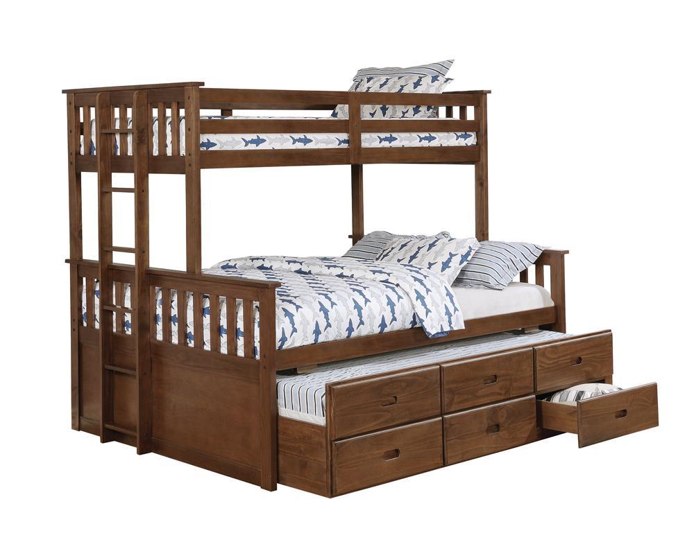 Atkin Twin Extra Long over Queen 3-drawer Bunk Bed Weathered Walnut Atkin Twin Extra Long over Queen 3-drawer Bunk Bed Weathered Walnut Half Price Furniture