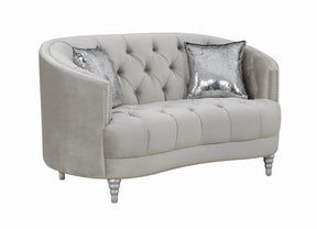 Avonlea Sloped Arm Tufted Loveseat Grey - Loveseat - Half Price Furniture