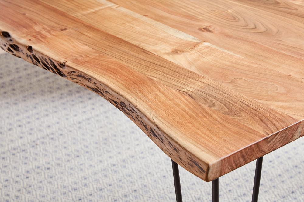 Sherman Rectangular Dining Table Natural Acacia and Matte Black - Dining Table - Half Price Furniture