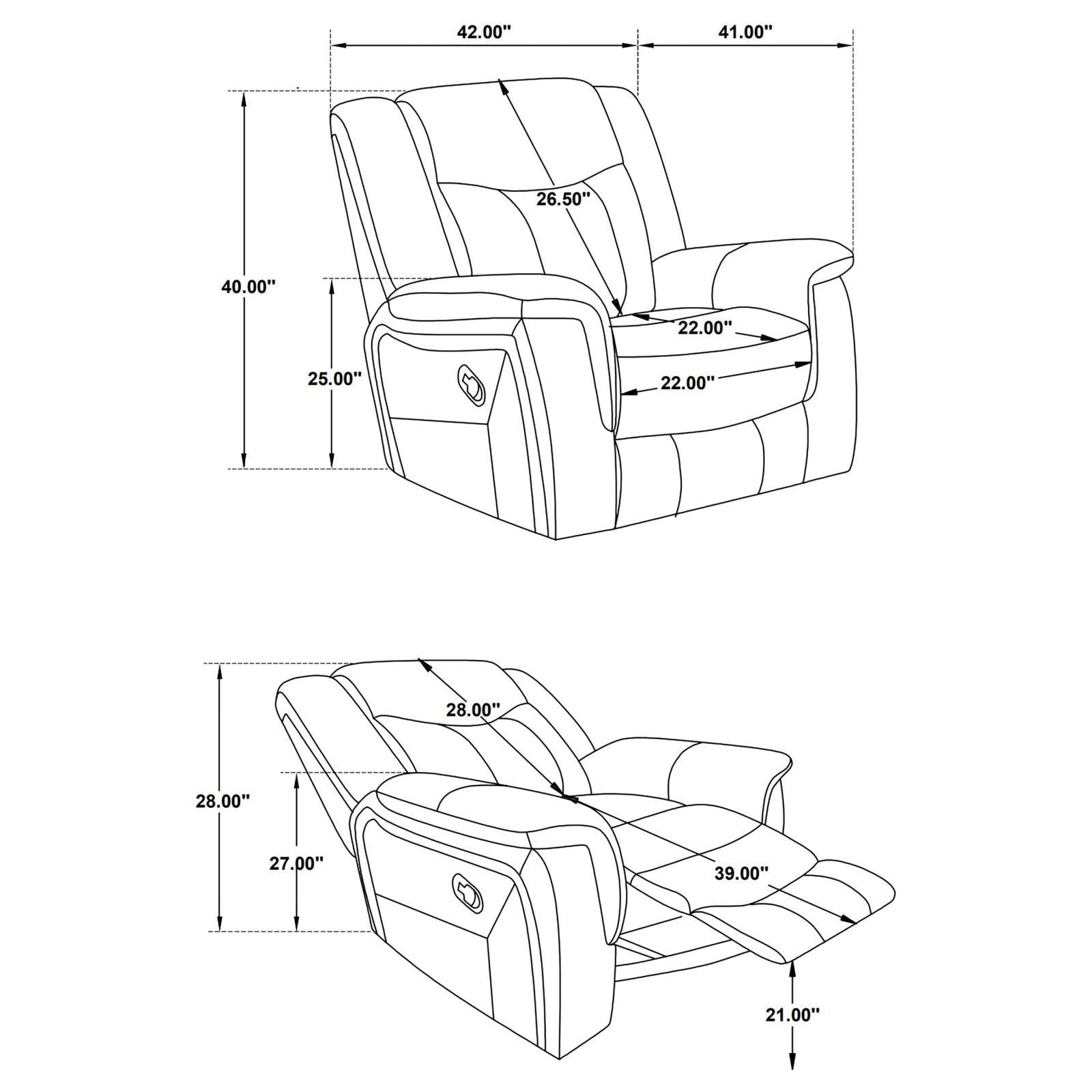 Conrad Upholstered Motion Glider Recliner Grey - Half Price Furniture