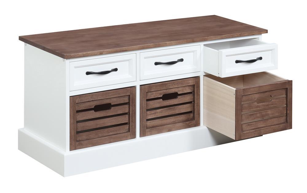 Alma 3-drawer Storage Bench Weathered Brown and White  Half Price Furniture