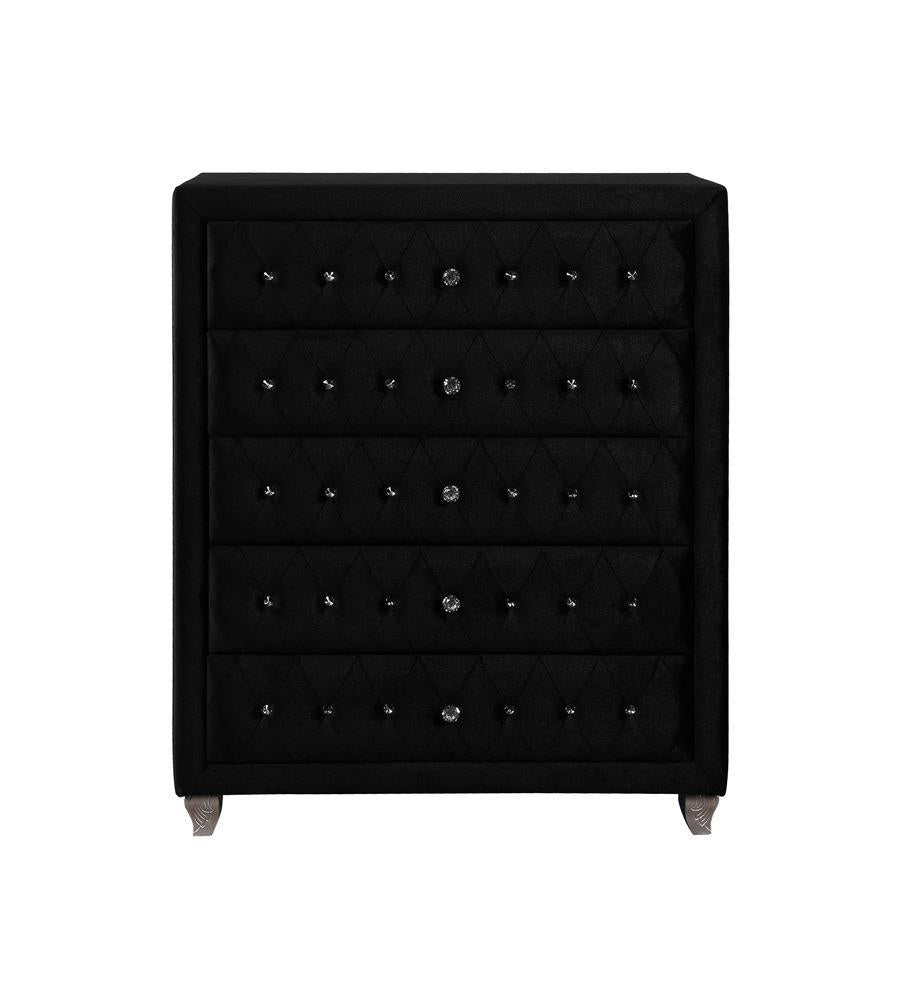 Deanna Deanna 5-drawer Rectangular Chest Black - Half Price Furniture