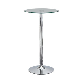 Abiline Glass Top Round Bar Table Chrome - Counter Height Table - Half Price Furniture
