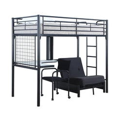 Jenner Twin Futon Workstation Loft Bed Black - Loft Bed - Half Price Furniture