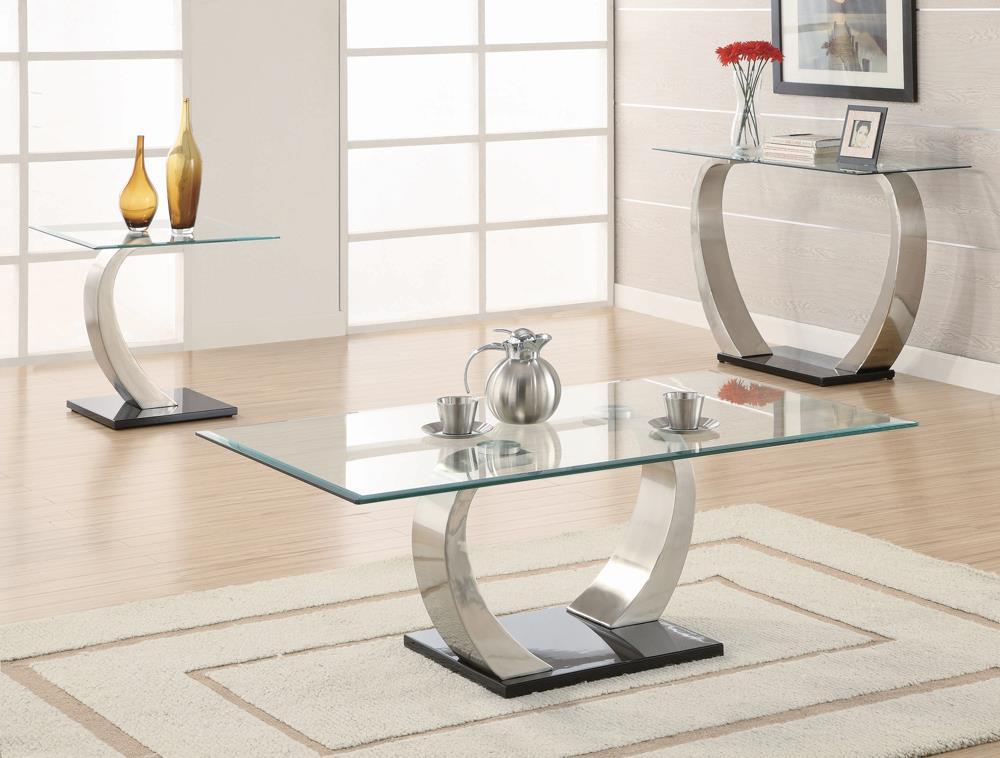 Pruitt Glass Top End Table Clear and Satin  Half Price Furniture