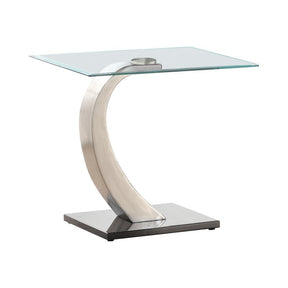Pruitt Glass Top End Table Clear and Satin - End Table - Half Price Furniture