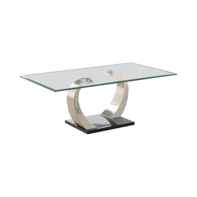 Pruitt Glass Top Coffee Table Clear and Satin Half Price Furniture